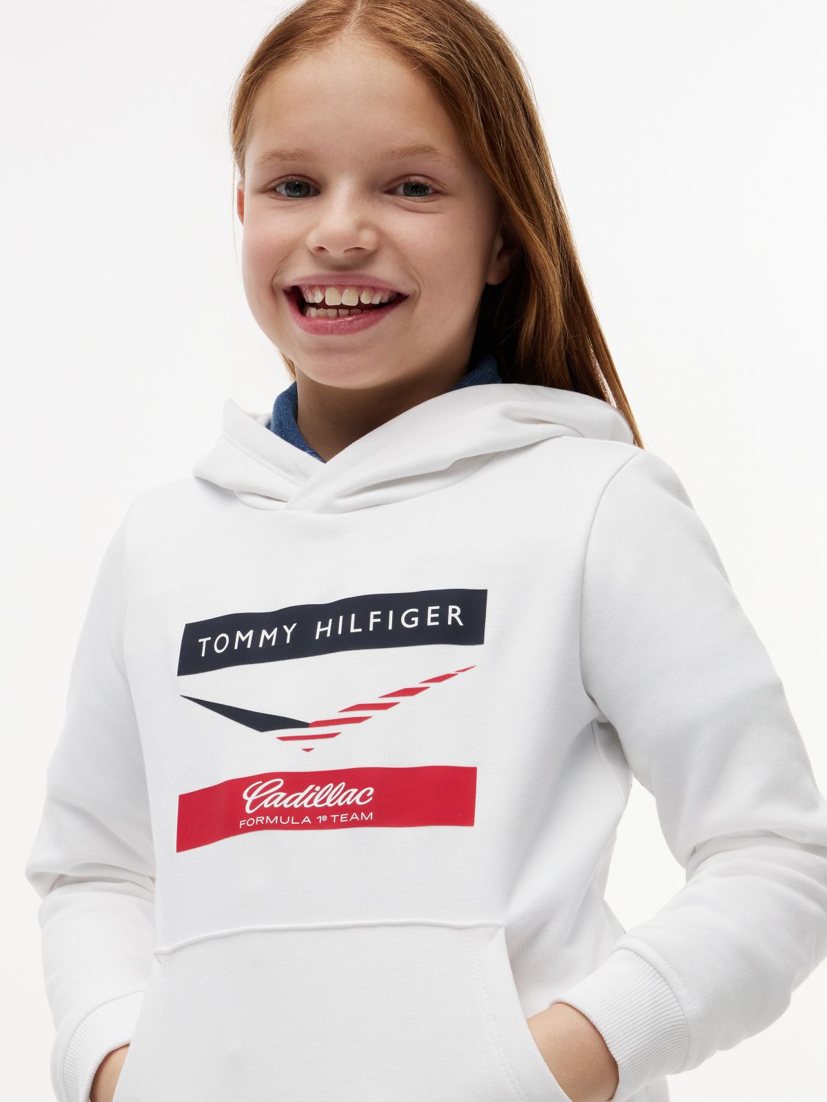 Kids' Tommy x Cadillac F1® Team Chevron Hoodie — White