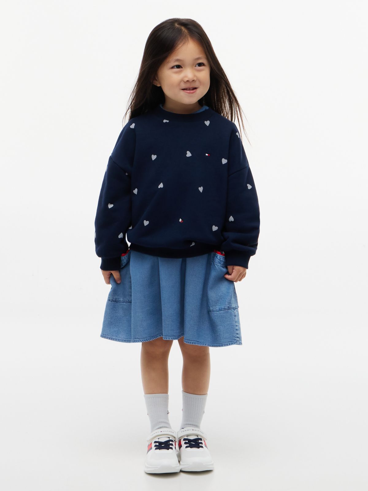 Kids' Tommy Logo Crewneck Sweatshirt — Dark Blue Heart