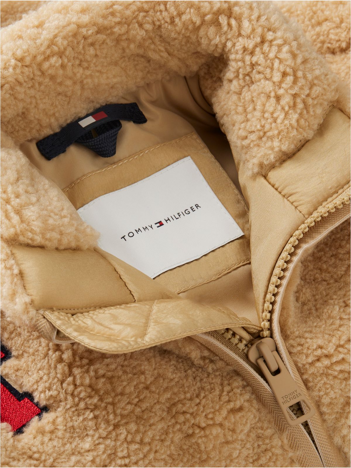 Kids' Tommy Logo Teddy Fleece Jacket — Gentle Gold