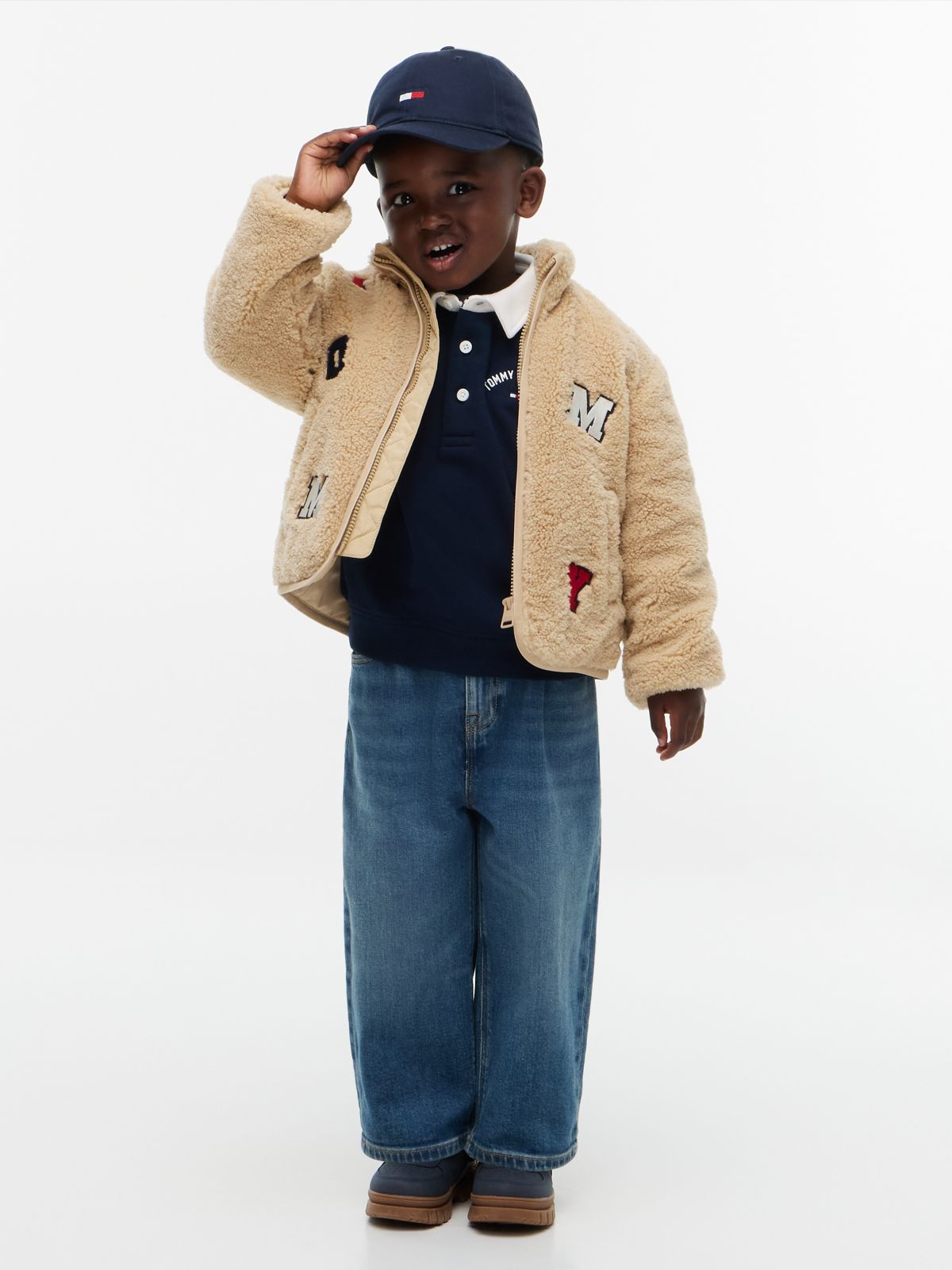 Kids' Tommy Logo Teddy Fleece Jacket — Gentle Gold