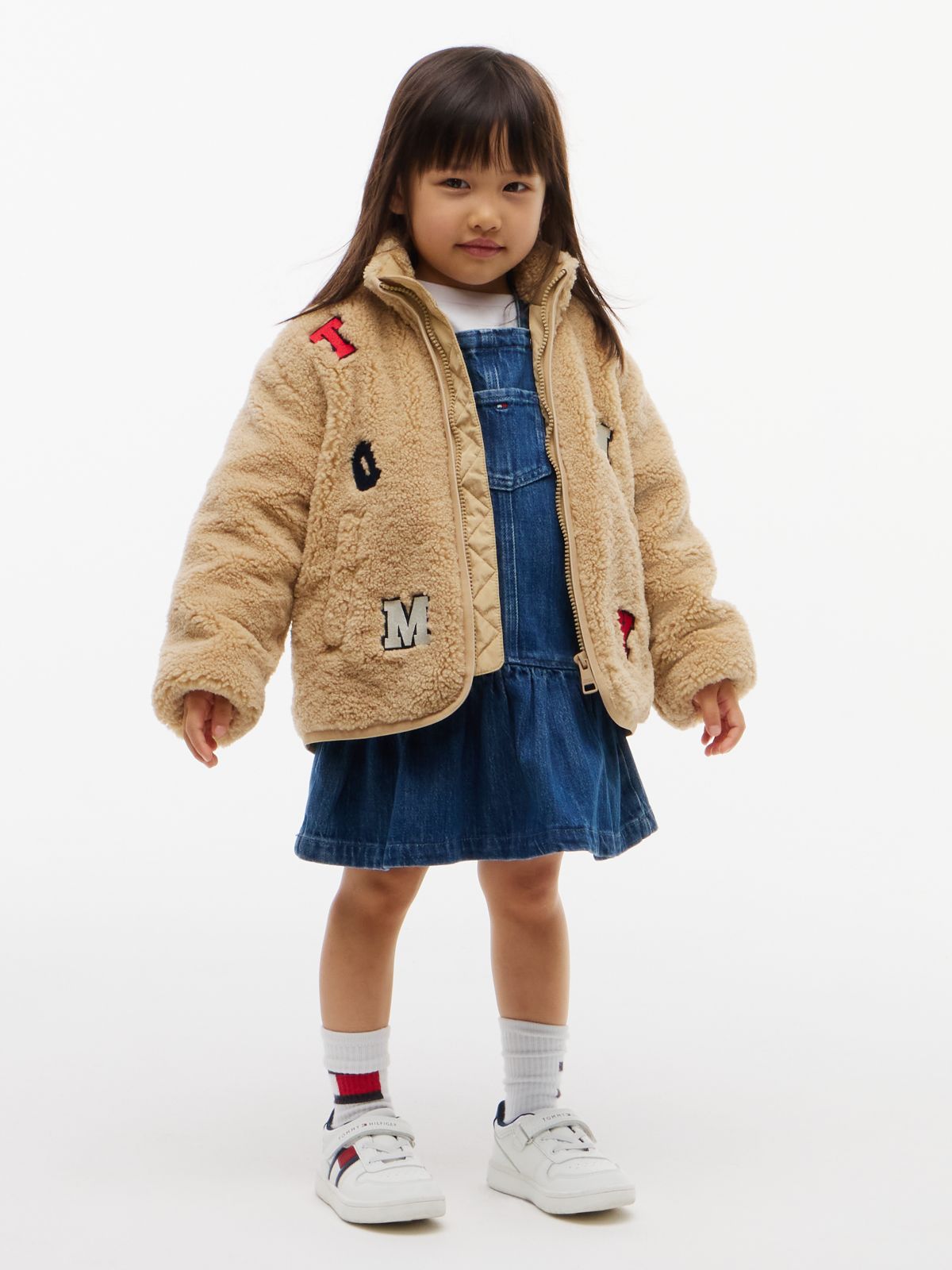 Kids' Tommy Logo Teddy Fleece Jacket — Gentle Gold