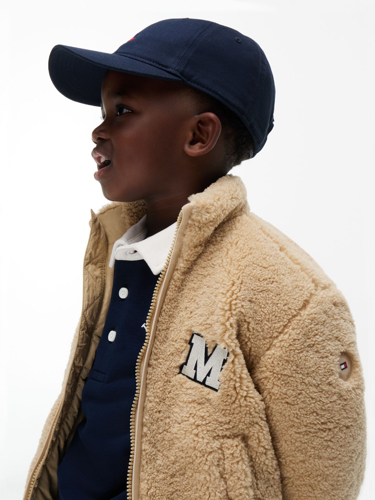 Kids' Tommy Logo Teddy Fleece Jacket — Gentle Gold