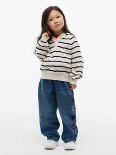 Kids' Hooded Cable Knit Sweater — Ivory Petal Stripe 4