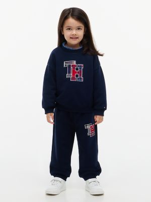 Детские свитшоты Tommy Hilfiger Kids' Plaid Logo Sweatshirt & Pant Set, цвет: Тёмный синий — фото 2