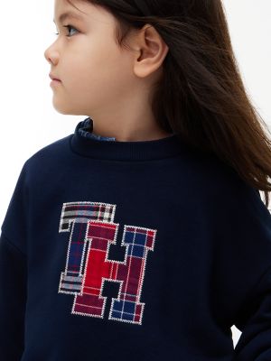Детские свитшоты Tommy Hilfiger Kids' Plaid Logo Sweatshirt & Pant Set, цвет: Тёмный синий — фото 4