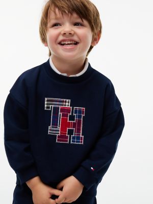 Детские свитшоты Tommy Hilfiger Kids' Plaid Logo Sweatshirt & Pant Set, цвет: Тёмный синий — фото 5