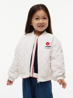 Детская куртка Tommy Hilfiger Floral Logo Quilted Bomber, цвет: Слоновая кость — фото 2