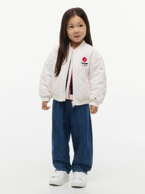 Детская куртка Tommy Hilfiger Floral Logo Quilted Bomber, цвет: Слоновая кость — фото 4