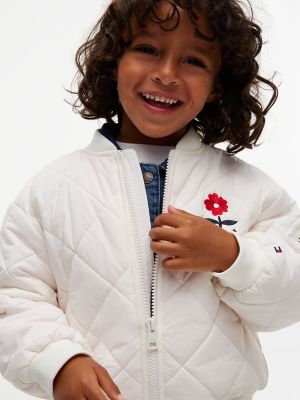 Детская куртка Tommy Hilfiger Floral Logo Quilted Bomber, цвет: Слоновая кость — фото 5