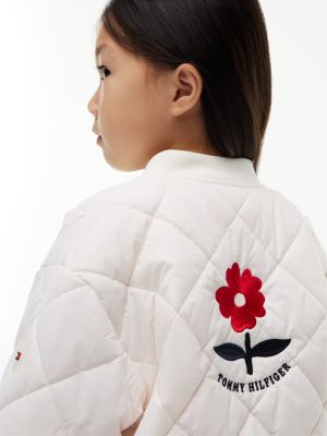 Детская куртка Tommy Hilfiger Floral Logo Quilted Bomber, цвет: Слоновая кость — фото 6