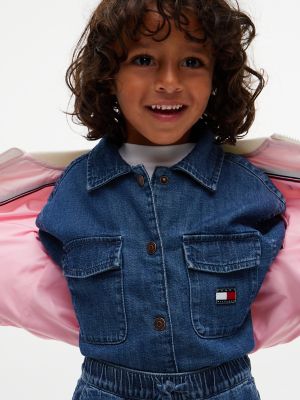 Детская куртка Tommy Hilfiger Floral Logo Quilted Bomber, цвет: Слоновая кость — фото 7