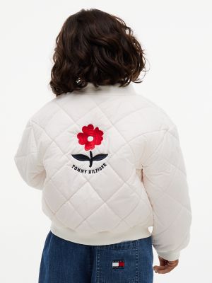 Детская куртка Tommy Hilfiger Floral Logo Quilted Bomber, цвет: Слоновая кость — фото 8