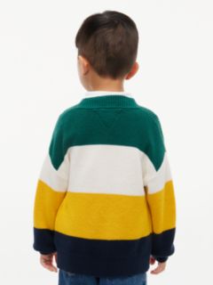 Kids' Hilfiger Logo Striped Sweater — Rural Green Colblock 7