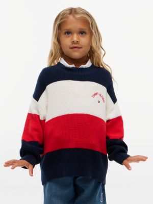Детский свитер Tommy Hilfiger Hilfiger Logo Striped, цвет: Красный — фото 2