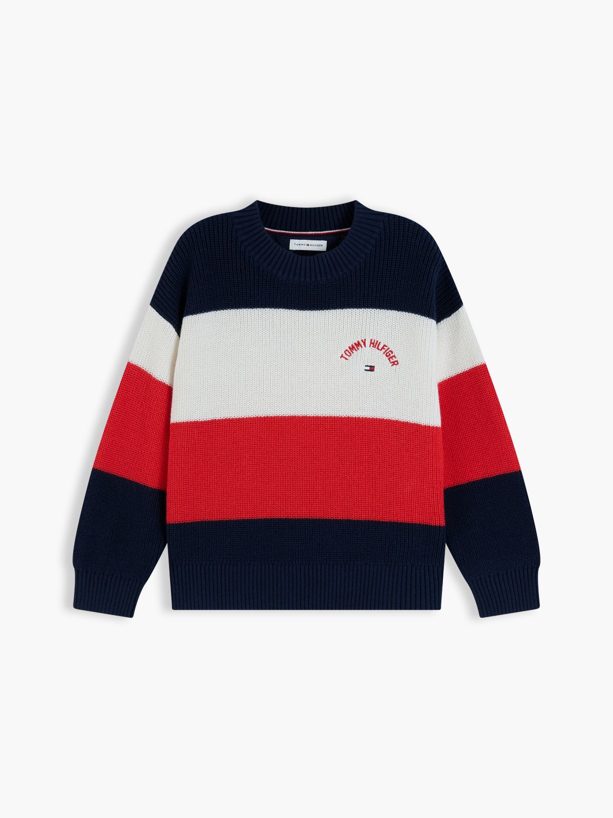 Kids' Hilfiger Logo Striped Sweater — Red Glare Colblock