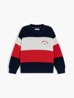 Kids' Hilfiger Logo Striped Sweater — Red Glare Colblock 9