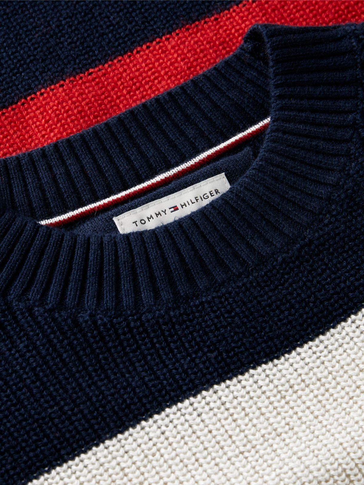 Kids' Hilfiger Logo Striped Sweater — Red Glare Colblock