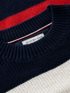 Kids' Hilfiger Logo Striped Sweater — Red Glare Colblock 10