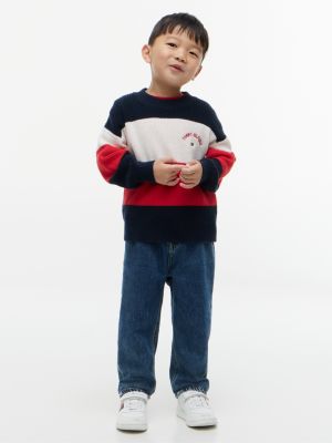 Детский свитер Tommy Hilfiger Hilfiger Logo Striped, цвет: Красный — фото 3