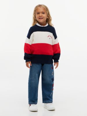 Детский свитер Tommy Hilfiger Hilfiger Logo Striped, цвет: Красный — фото 4