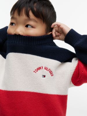 Детский свитер Tommy Hilfiger Hilfiger Logo Striped, цвет: Красный — фото 5