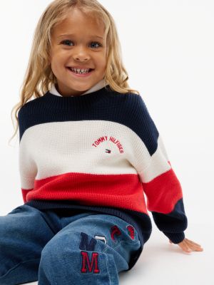 Детский свитер Tommy Hilfiger Hilfiger Logo Striped, цвет: Красный — фото 6