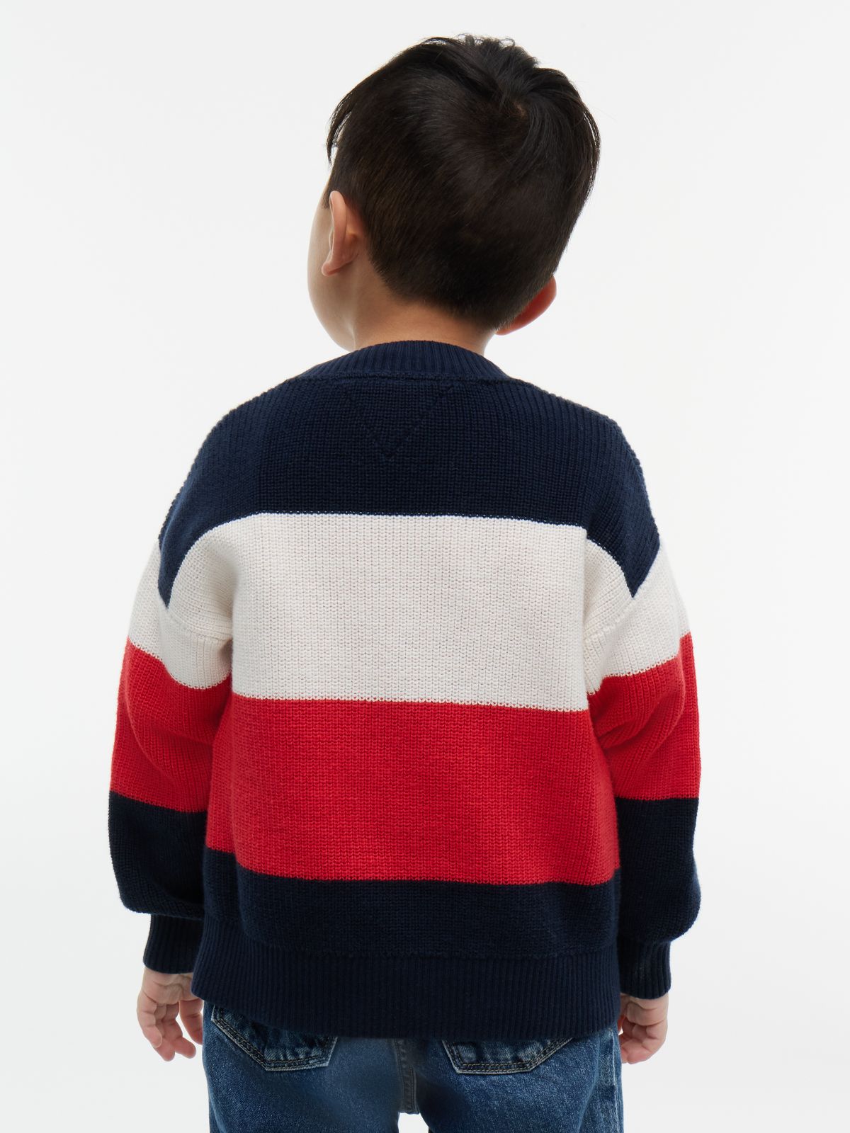 Kids' Hilfiger Logo Striped Sweater — Red Glare Colblock