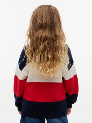 Детский свитер Tommy Hilfiger Hilfiger Logo Striped, цвет: Красный — фото 8