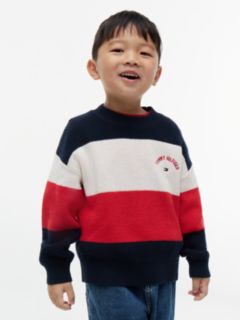 Kids' Hilfiger Logo Striped Sweater — Red Glare Colblock 1