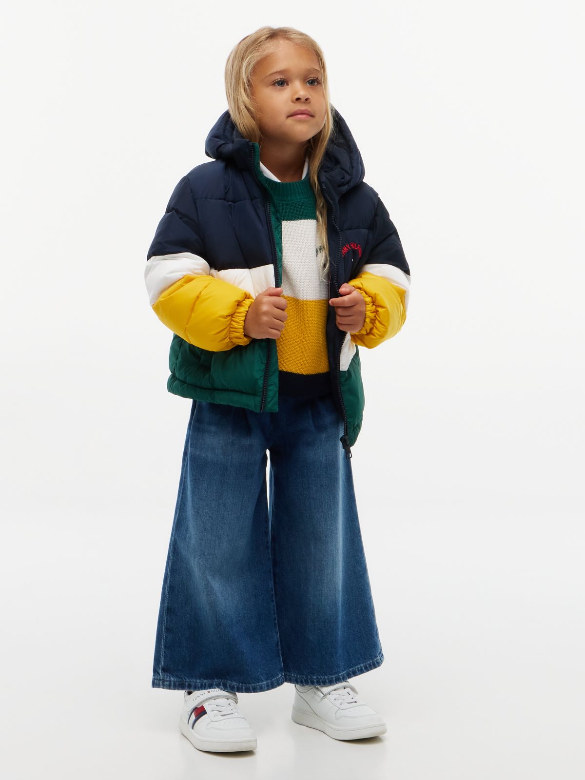 Kids' Colorblock Water-Resistant Puffer — Dark Blue Colblock