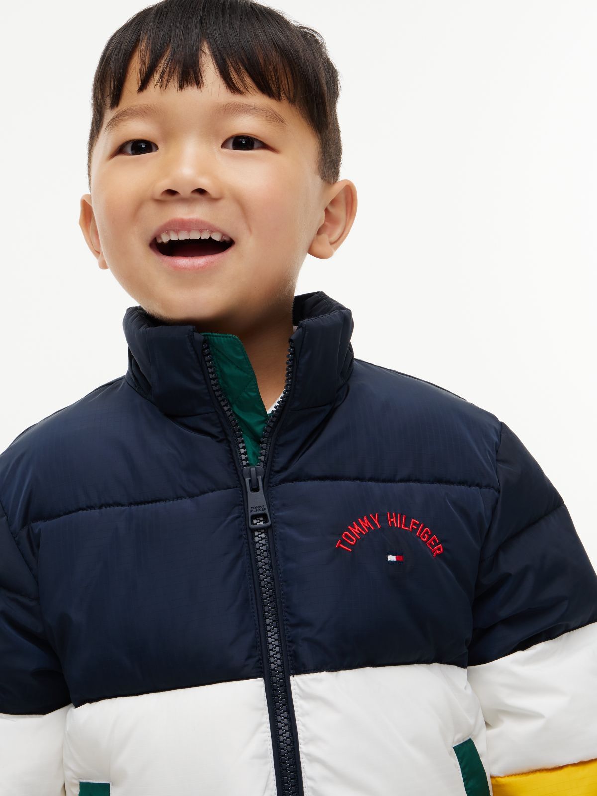 Kids' Colorblock Water-Resistant Puffer — Dark Blue Colblock