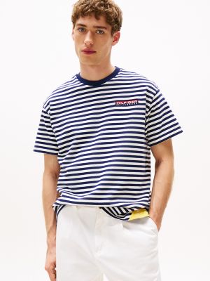 Hilfiger Sailing Breton Stripe T-Shirt, Light Navy Stripe