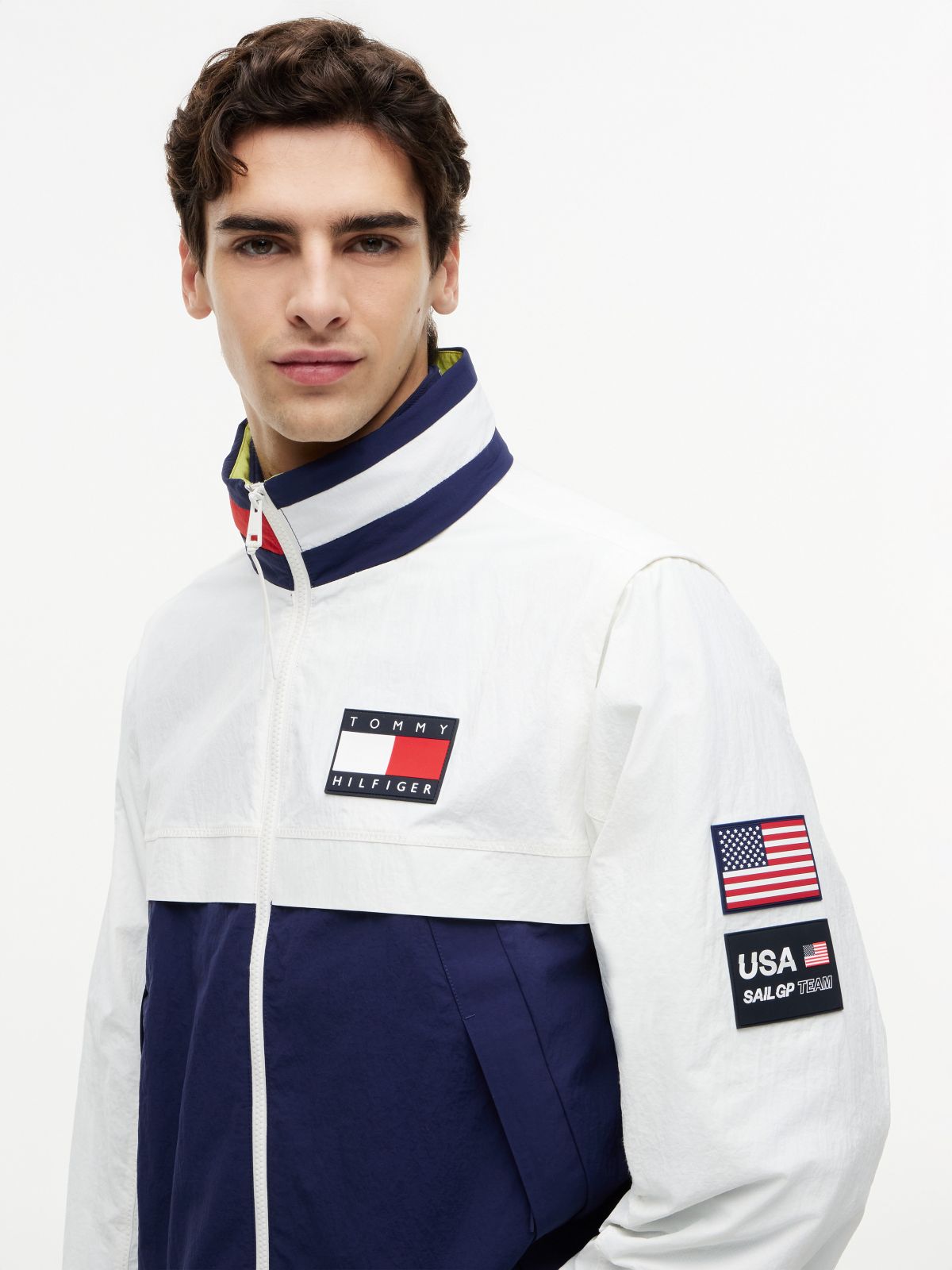 Tommy x US SailGP Team Convertible Jacket — Ecru/Navy