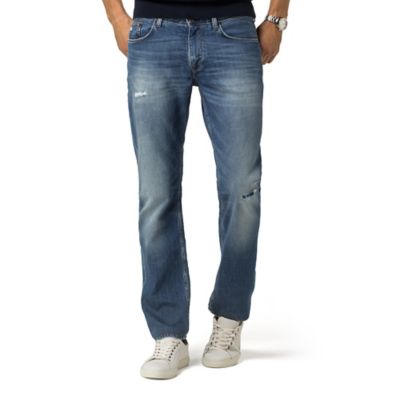slim straight distressed jeans