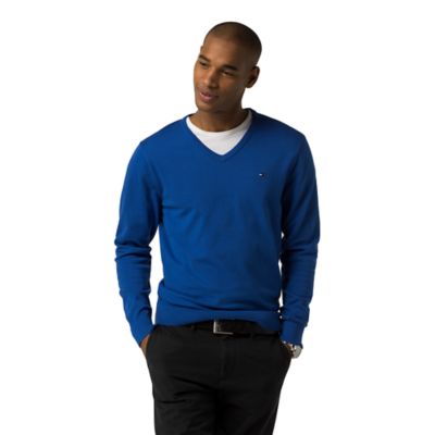 tommy hilfiger blue v neck sweater