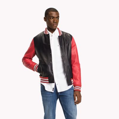 tommy hilfiger red leather jacket