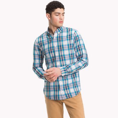 tommy hilfiger green plaid shirt