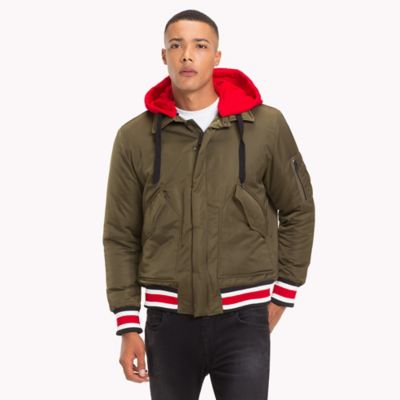 hilfiger two tone hooded bomber