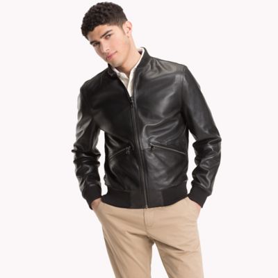 tommy hilfiger bomber leather jacket