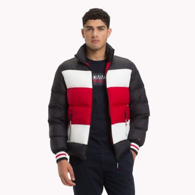 tommy hilfiger colorblock puffer