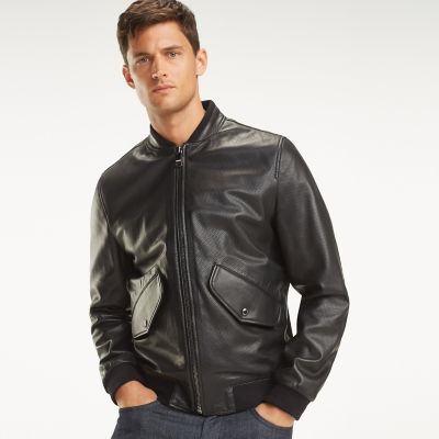 tommy hilfiger black leather jacket