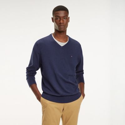 Cotton Silk V-Neck Sweater | Tommy Hilfiger