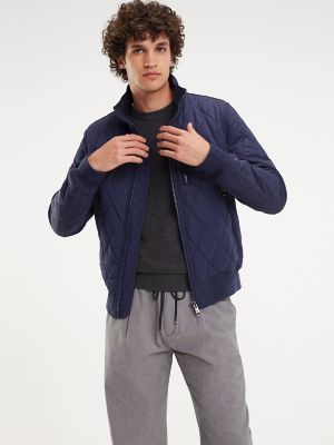 tommy hilfiger stripe quilted bomber