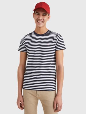 Slim Fit Premium Stretch Stripe T-Shirt, Navy/White