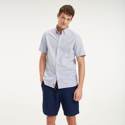 tommy hilfiger linen short sleeve shirt