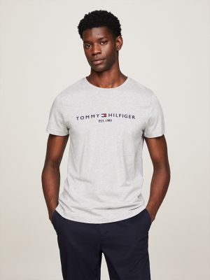 Tommy Men\'s T-Shirts | Grey USA | Hilfiger