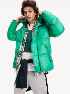 green tommy hilfiger puffer jacket