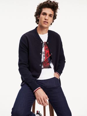 tommy hilfiger textured baseball jacket