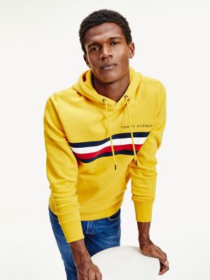 tommy hilfiger icon stripe logo print hoodie