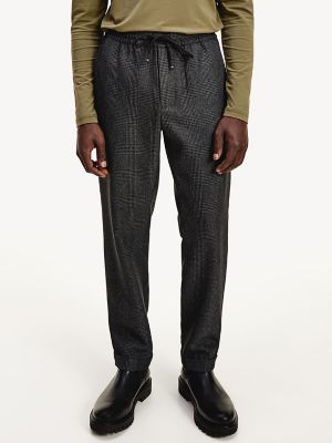 tapered check trousers mens